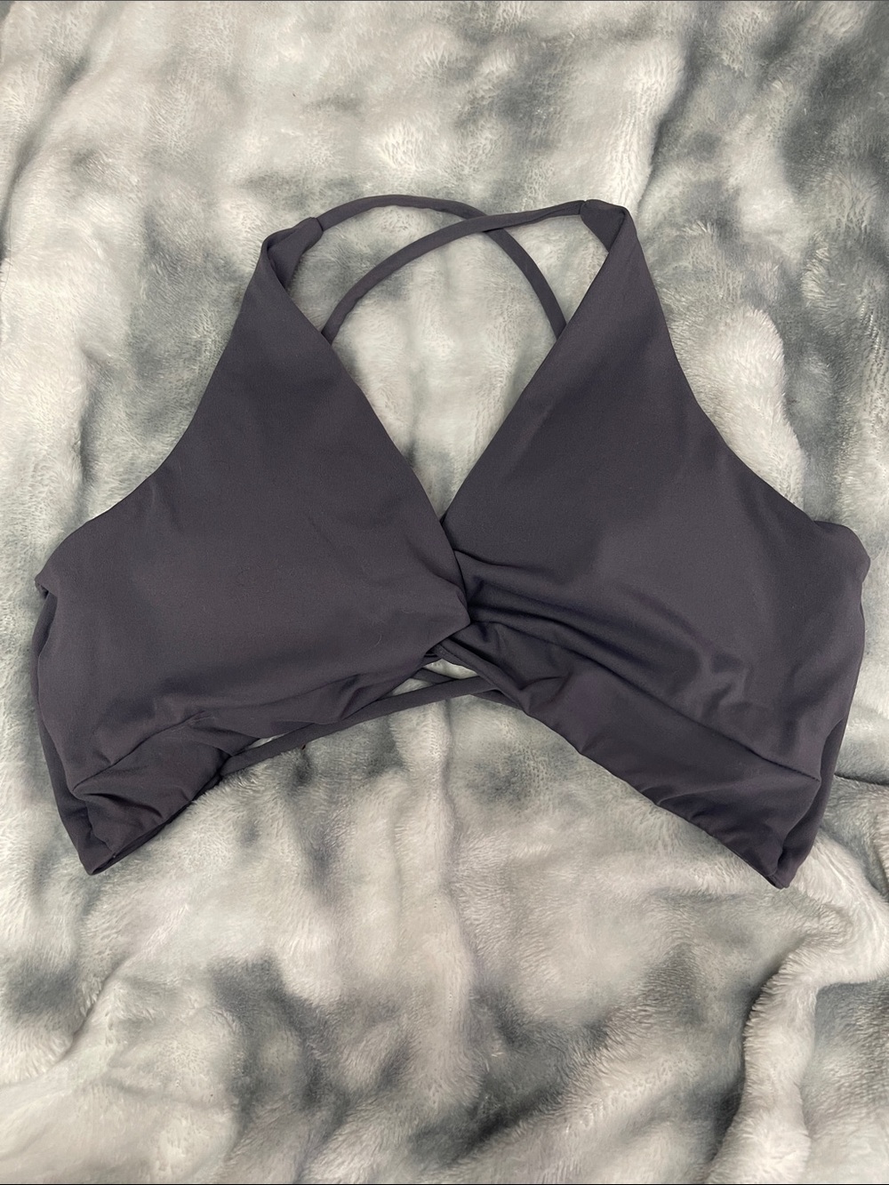 Crisscross Front Bralette in Charcoal Gray size medium